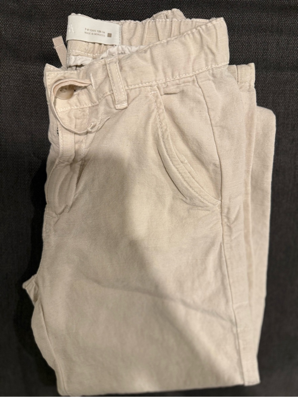 Zara Kids Casual Drawstring Chino Pants in Light Beige